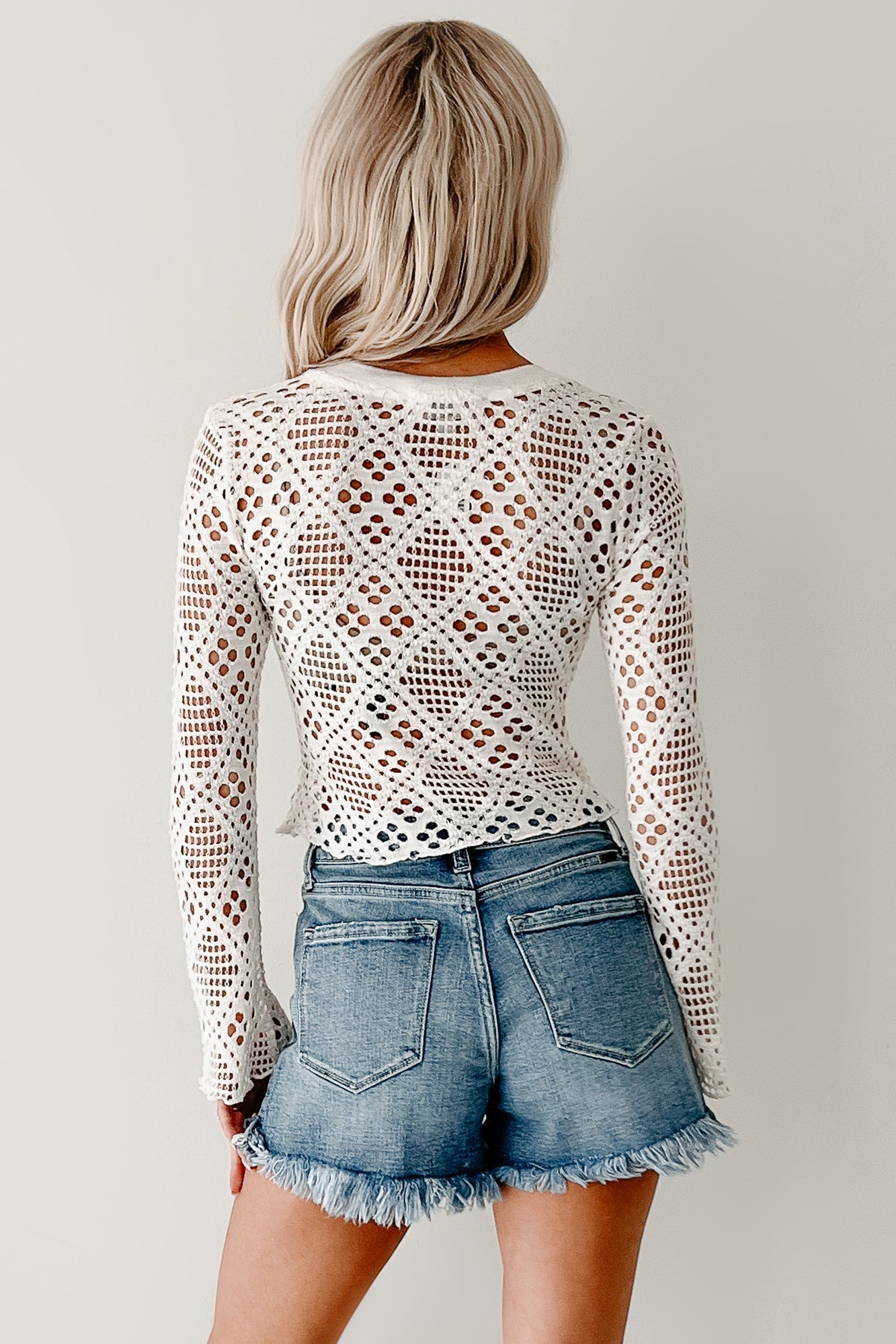 Soulful Style Crochet Long Sleeve Top (Natural)